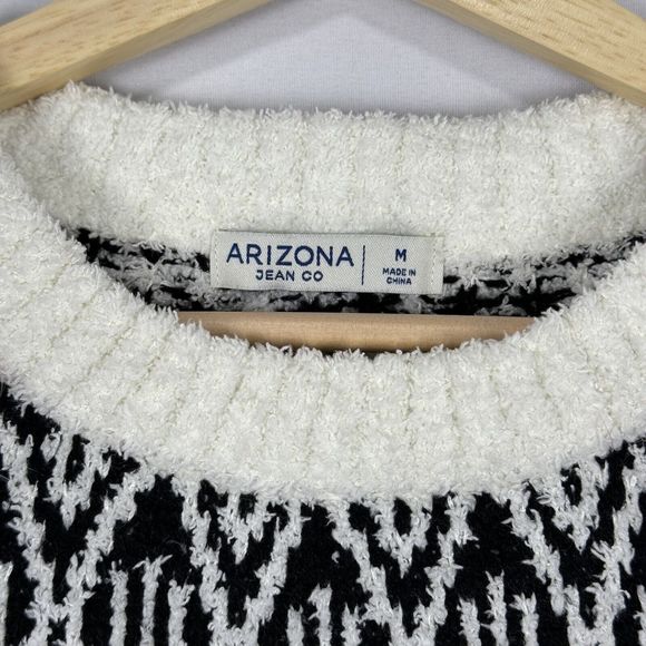 Arizona Jean Company Cozy Knit Sweater Crew Neck Size Medium Geometric Pattern - Picture 8 of 12